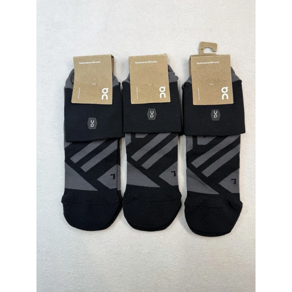 3 Pack ON CLOUD Performance Mid Sock MENS Running Socks Black XL 11.5-12.5 NWT